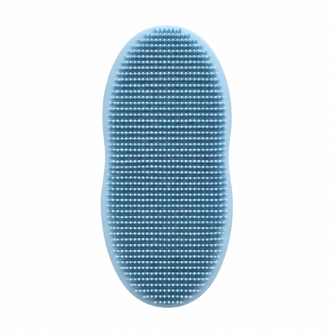 Light blue silicone facial cleansing brush, front view